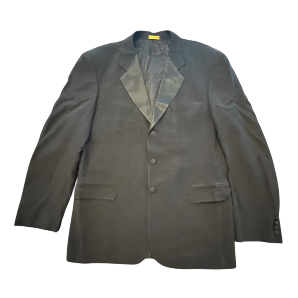 GIORGIO ARMANI Blazer Men 44R Black Viscose Satin Reptile Sheen Italy Sport Coat
